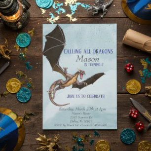 Invitation Fête d'anniversaire enfant Dragon Serpent