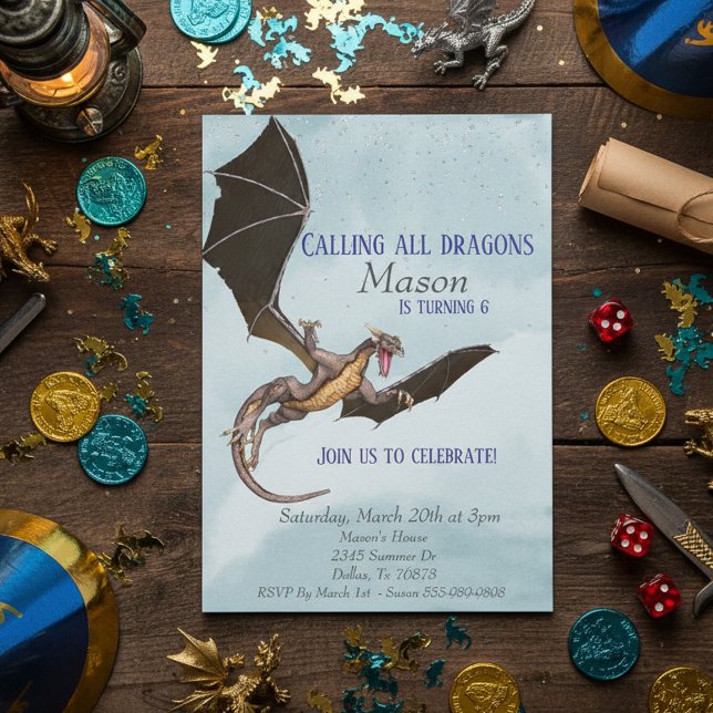Invitation Fête d'anniversaire enfant Dragon Serpent (Créateur téléchargé)