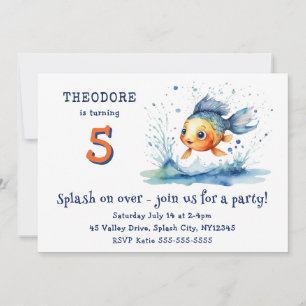 Invitation Fête d'anniversaire enfant personnalisée Poisson s