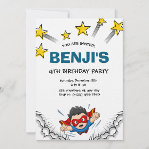 Invitation Fête d'anniversaire enfant super-héros