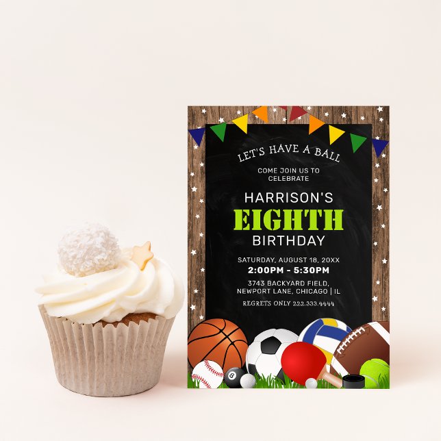 Invitation Fête d'anniversaire enfantine sur le thème des spo (Créateur téléchargé)