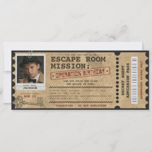 Invitation Fête d'anniversaire Escape Room Mystery Photo pers