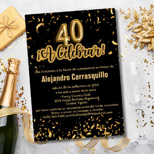 Invitation Fête d'anniversaire espagnole glamour noir et or c