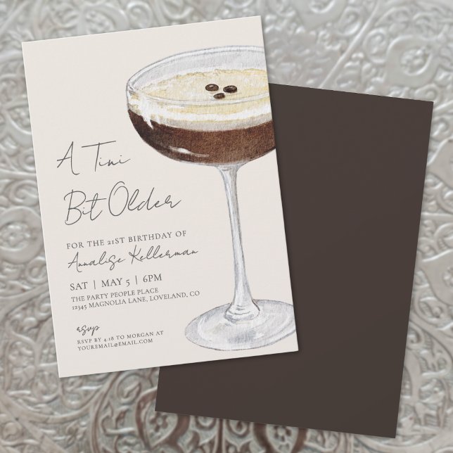 Invitation Fête d'anniversaire Espresso Martini (A Tini Bit Older Espresso Martini Birthday Party Invitation)