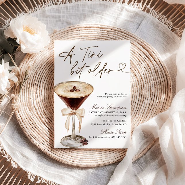 Invitation Fête d'anniversaire Espresso Martini Un Peu Plus V (Créateur téléchargé)