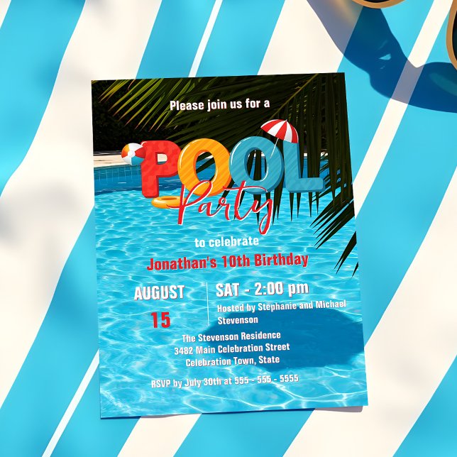 Invitation Fête d'anniversaire estivale colorée pour enfants  (Créateur téléchargé)