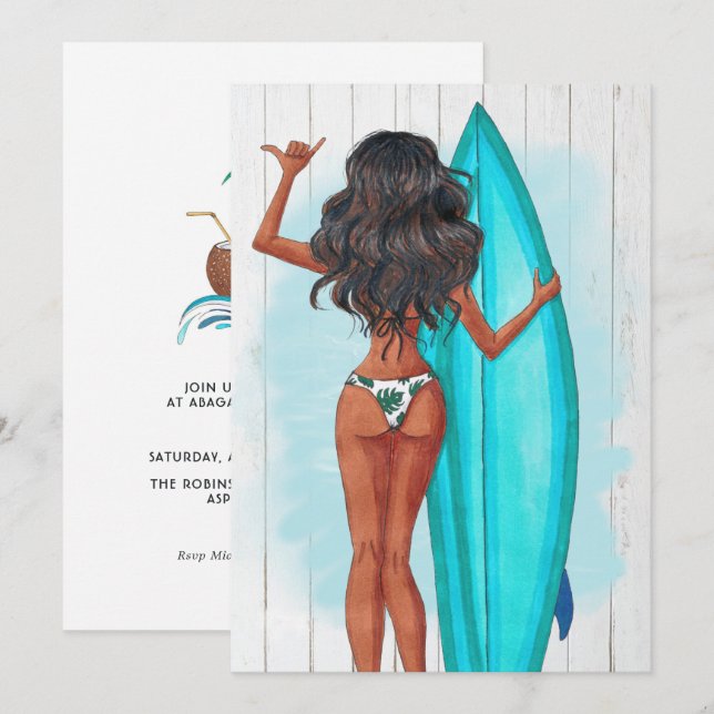 Invitation Fête d'anniversaire estivale rustique sur la plage (Devant / Derrière)