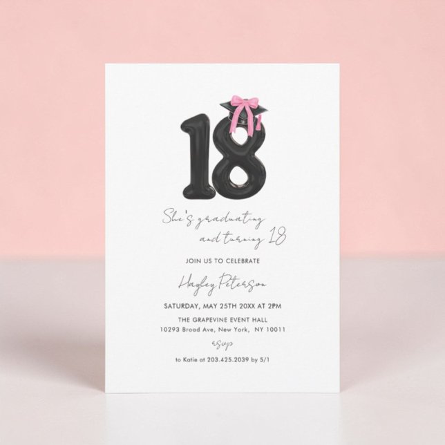 Invitation Fête d'anniversaire et de remise de diplômes avec  (Créateur téléchargé)