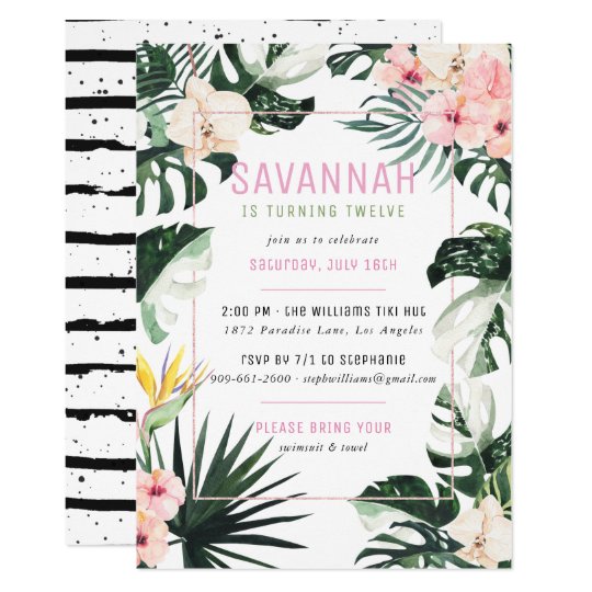 Invitation Fete D Anniversaire Exotique Chic Tropicale De Zazzle Fr