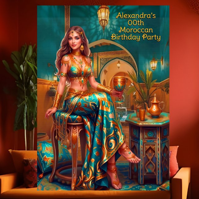 Invitation Fête d'anniversaire exotique sarcelle orange thème (Créateur téléchargé)