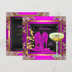 Invitation Fête d'anniversaire fabuleuse 30 ans or rose