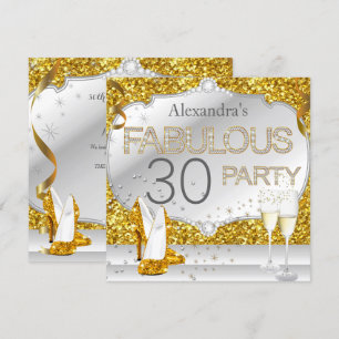 Invitation Fête d'anniversaire fabuleuse de 30 ans avec paill