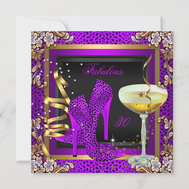 Invitation Fête d'anniversaire fabuleuse de 30 ans léopard ro (Devant)