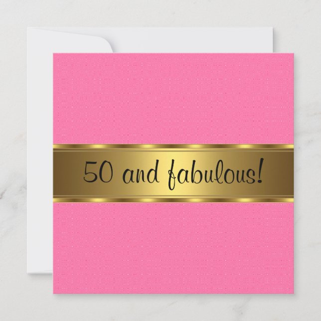 Invitation Fête d'anniversaire fabuleuse de 50 ans en rose go (Devant)