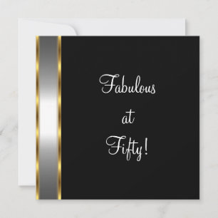 Invitation Fête d'anniversaire fabuleuse de 50 ans noir blanc