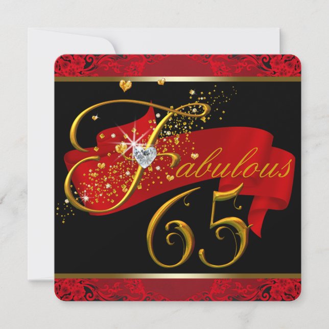 Invitation Fête d'anniversaire fabuleuse de 65 ans pour femme (Devant)