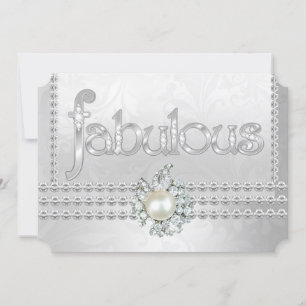 Invitation Fête d'anniversaire fabuleuse perle diamant argent