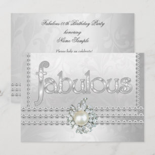 Invitation Fête d'anniversaire fabuleuse perle diamant blanc