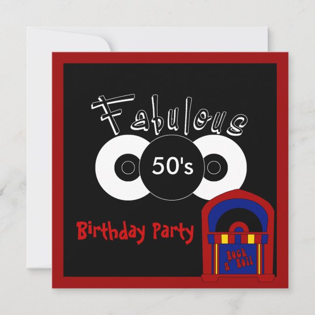 Invitation Fête d'anniversaire Fabuleux 50's (Devant)