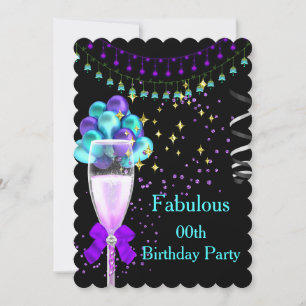 Invitation Fête d'anniversaire Fabulouse Champagne Violet Tur