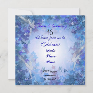 Invitation fête d'anniversaire Fairy blue