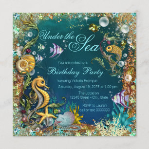 Invitation Fête d'anniversaire Fancy sous la mer