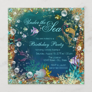 Invitation Fête d'anniversaire Fancy sous la mer