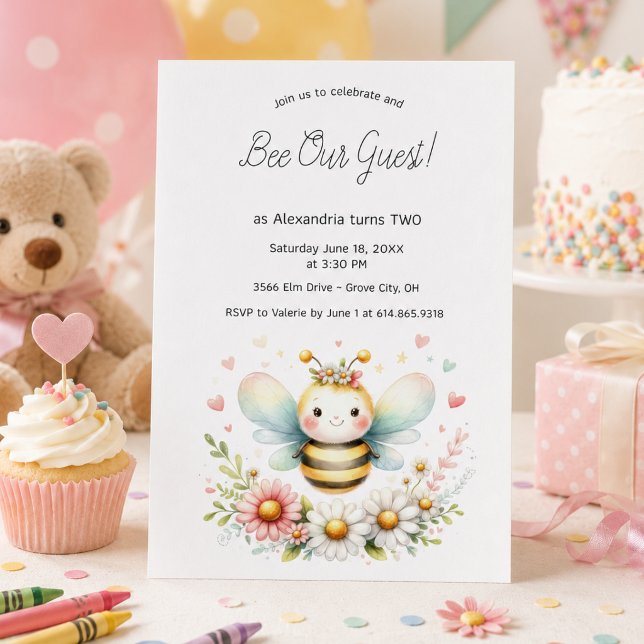 Invitation Fête d'anniversaire Fantaisiste Bourdon (Créateur téléchargé)