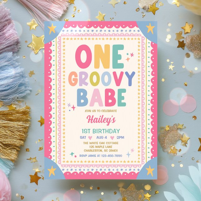 Invitation Fête d'anniversaire fantaisiste de 1 an pour une f (Créateur téléchargé)