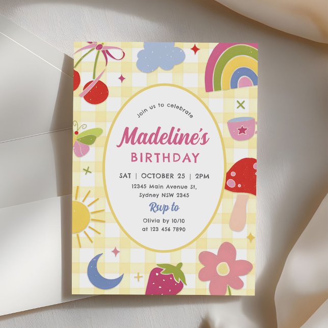 Invitation Fête d'anniversaire fantaisiste dessinée à la main (Créateur téléchargé)