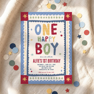 Invitation Fête d'anniversaire fantaisiste d'un garçon heureu