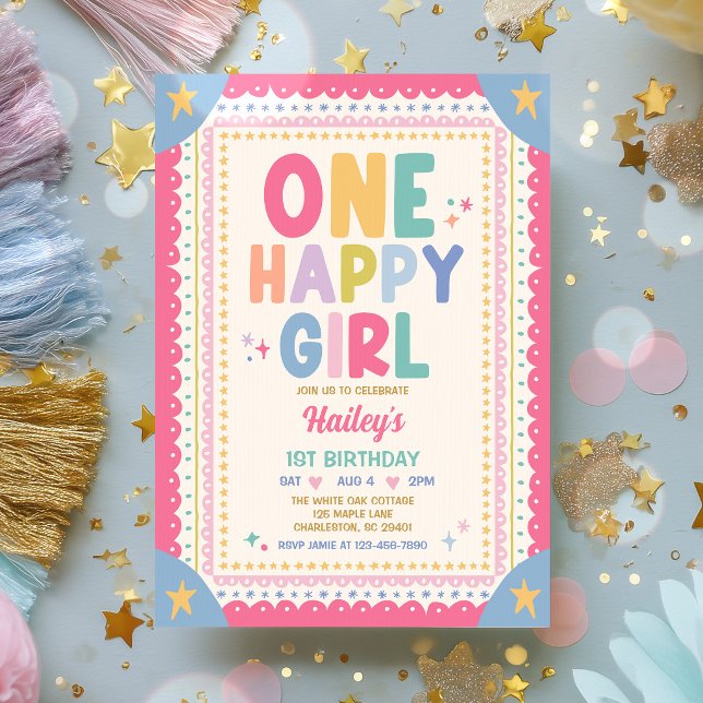 Invitation Fête d'anniversaire fantaisiste d'une fille heureu (Créateur téléchargé)