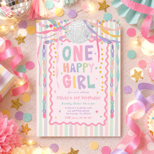 Invitation Fête d'anniversaire fantaisiste d'une fille heureu