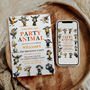 Invitation Fête d'anniversaire fantaisiste pour animaux drôle