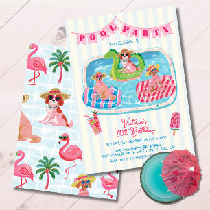Invitation Fête d'anniversaire fantaisiste pour chiens au bor