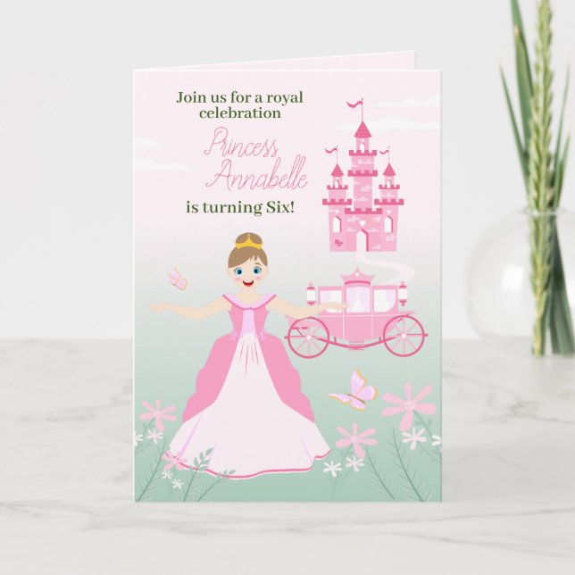Invitation Fête d'anniversaire Fantastique Princesse Rose (Devant)