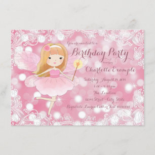 Invitation Fête d'anniversaire féerique de princesse de