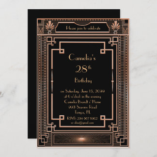 Invitation fête d'anniversaire femme, grand Gatsby