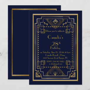 Invitation fête d'anniversaire femme, grand Gatsby