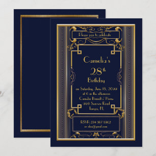 Invitation fête d'anniversaire femme, grand Gatsby