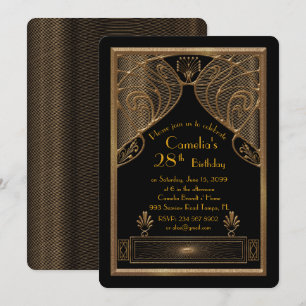 Invitation fête d'anniversaire femme, grand, noir