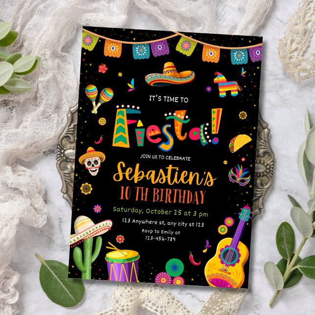 Invitation Fête d'anniversaire Fiesta mexicaine, fête de Cinc (Créateur téléchargé)