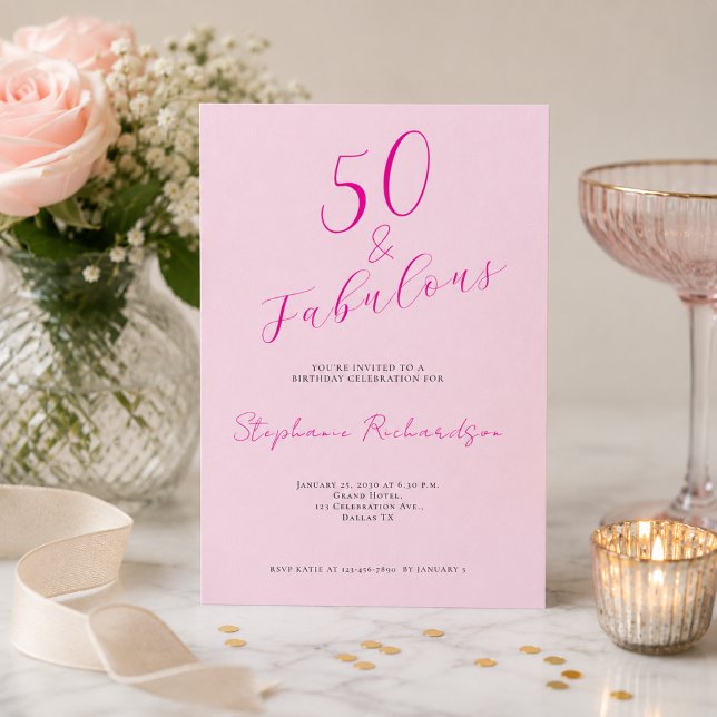 Invitation Fête d'anniversaire Fifty and Fabulous 50 ans écri (Add name and event details to customize your party invitation.)