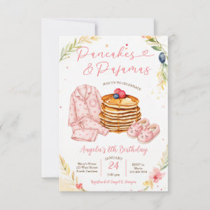 Invitation Fête d'anniversaire fille aux pancakes roses et py