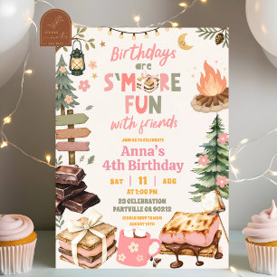 Invitation Fête d'anniversaire fille avec des amis et des s'm