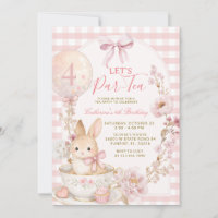 Fête d'anniversaire fille lapin gingham rose