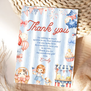 Invitation Fête d'anniversaire Fille Rayures Américaines