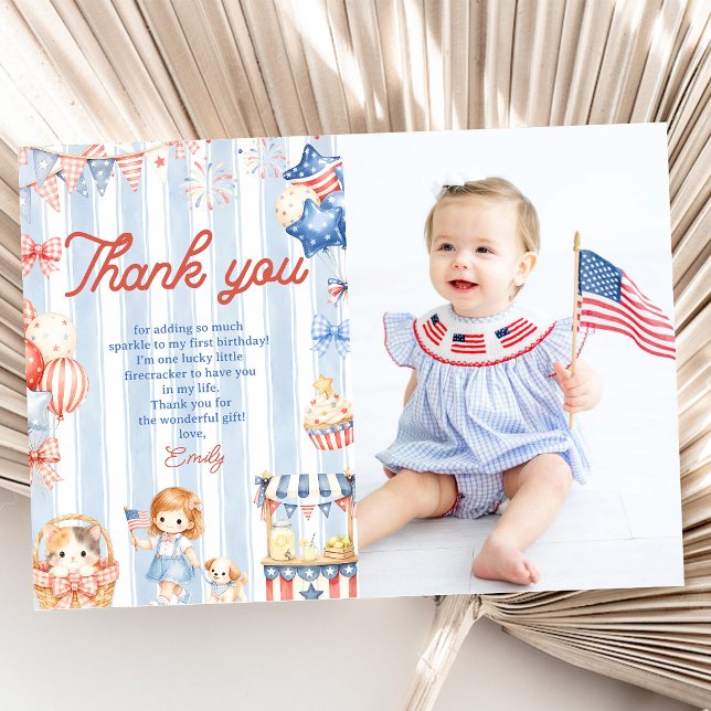 Invitation Fête d'anniversaire Fille Rayures Américaines (Créateur téléchargé)