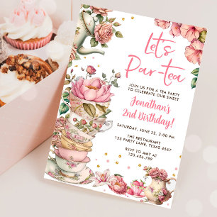 Invitation Fête d'anniversaire fille thé Par-thée Floral Anni