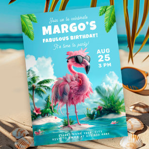Invitation Fête d'anniversaire Flamingo Fiesta